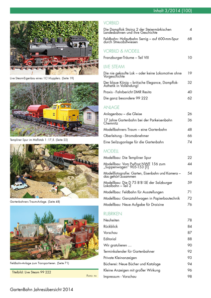 GartenBahn Jahresübersicht 2014