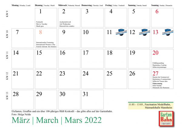 GartenBahn-Kalender 2022